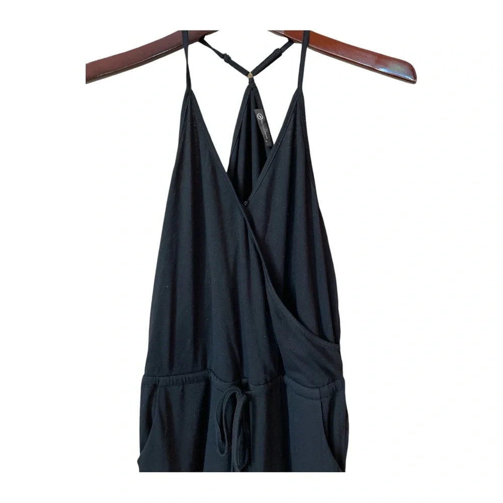 🤍 Black Jumpsuit V Neck Sleeveless One Piece Pants Romper w/Pockets 🤍 - Picture 7 of 12